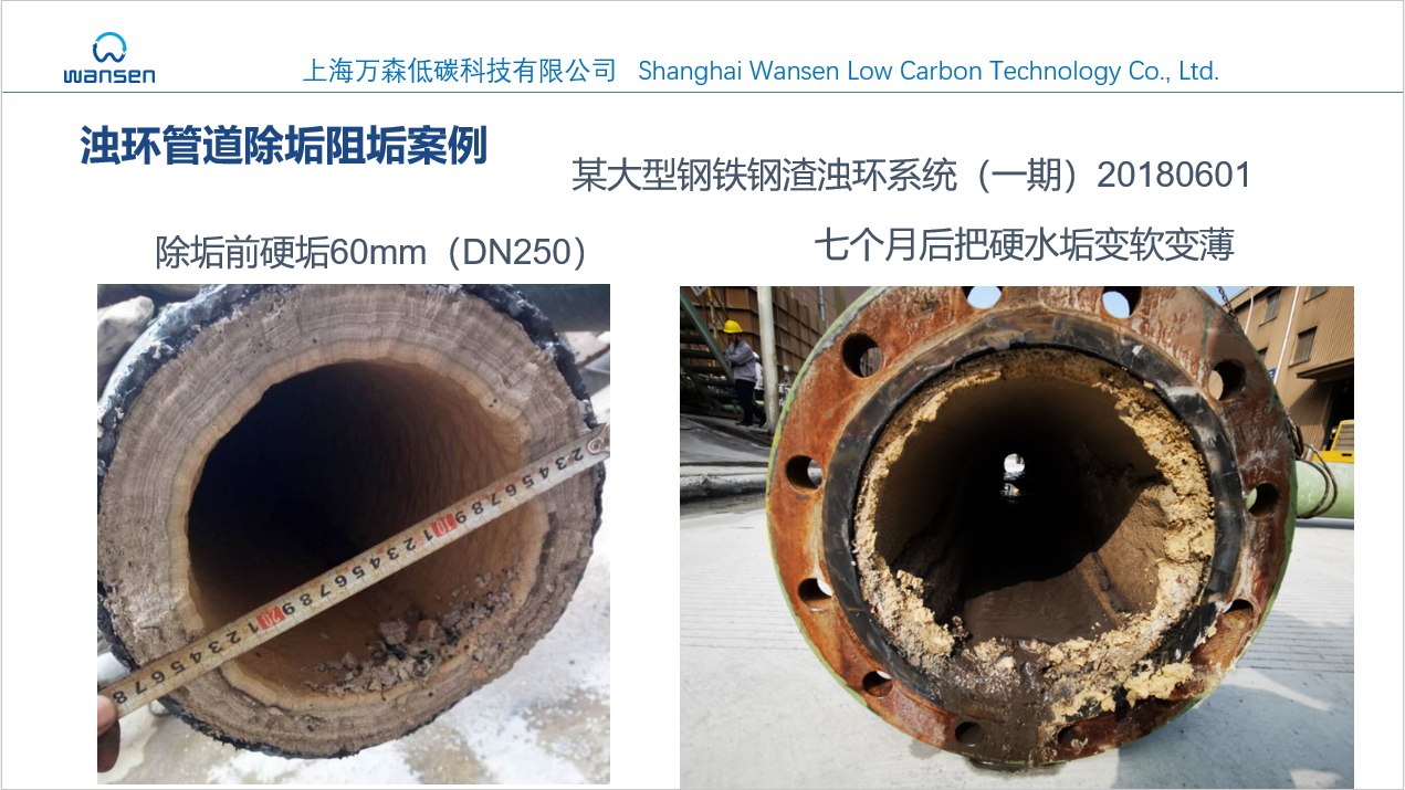 钢铁行业浊循环系统物理除垢阻垢案例---电磁水波处理器---上海万森低碳科技